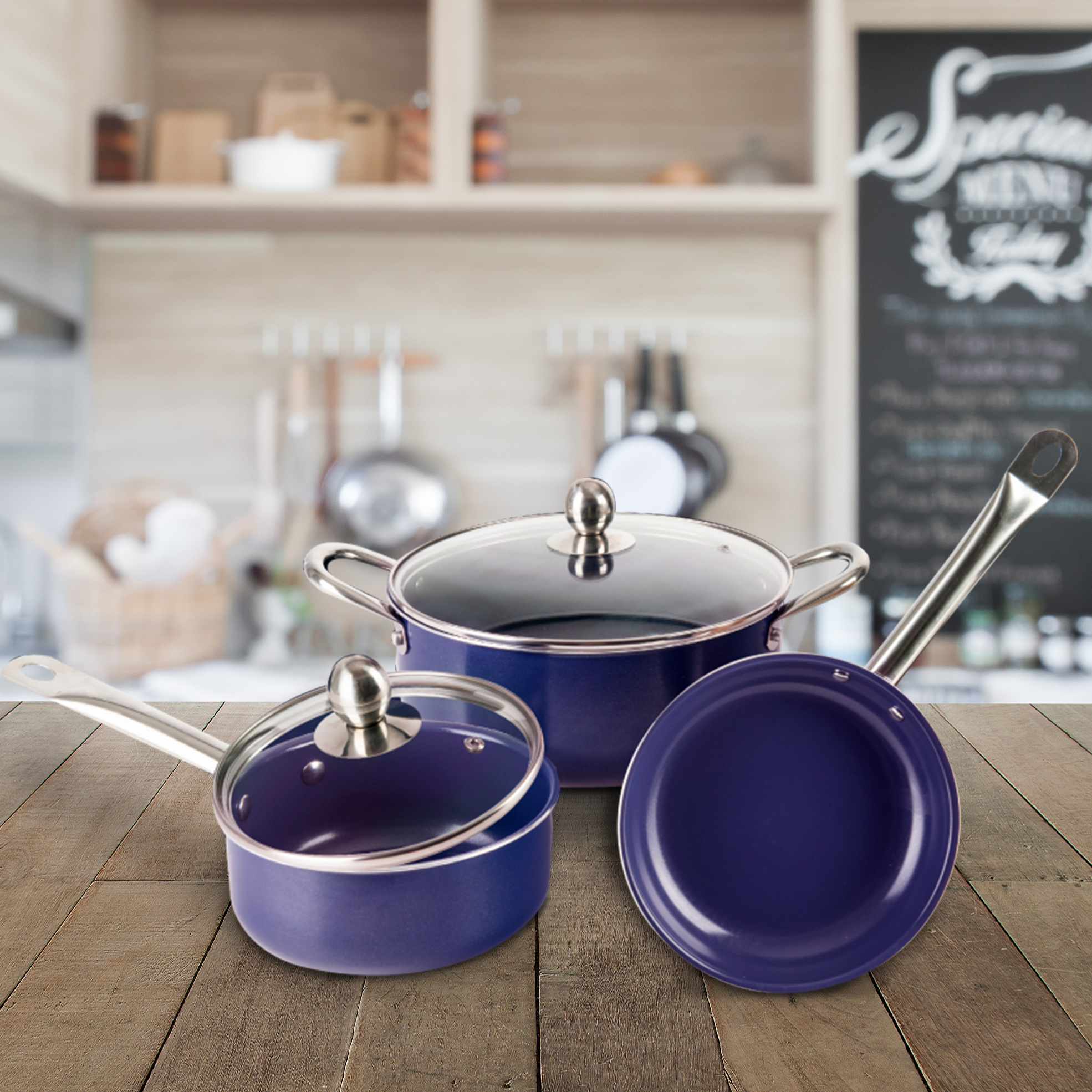 5 Piece Premium Ultra-Durable Ceramic Coating Non-Stick Cooking Set