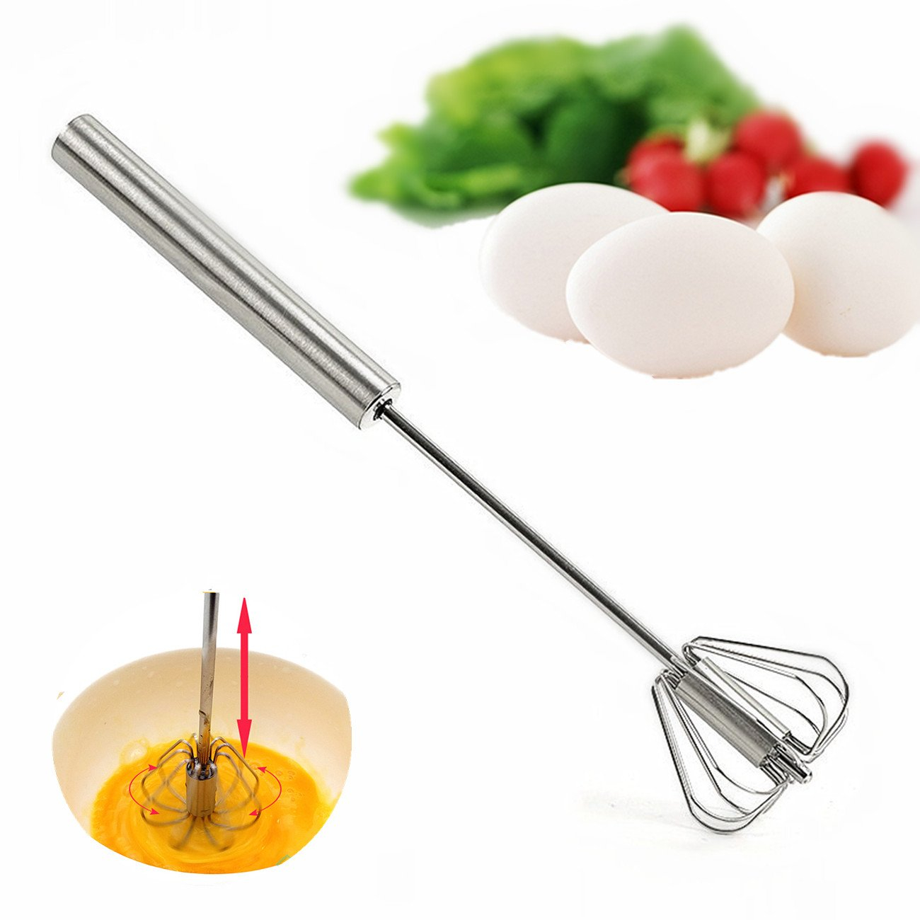Stainless Steel Semi-Automatic Kitchen Whisk