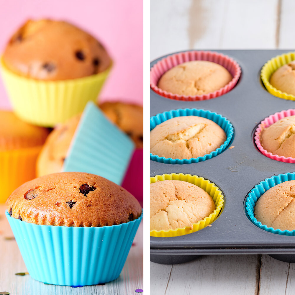 Non-Stick 12 Hole Cupcake and Muffin Pan with 12 Silicone Cups