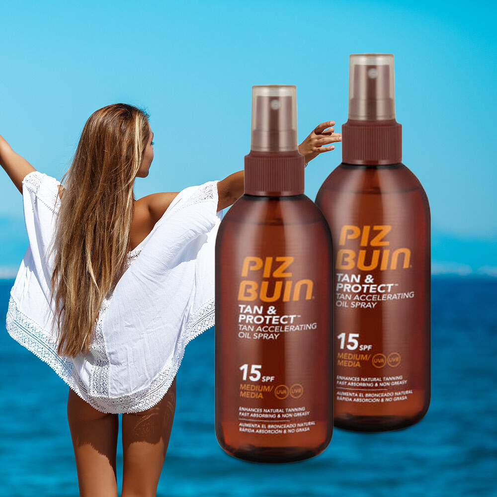 Pack of 2 150ml Tan & Protect Dry Oil Spray SPF15