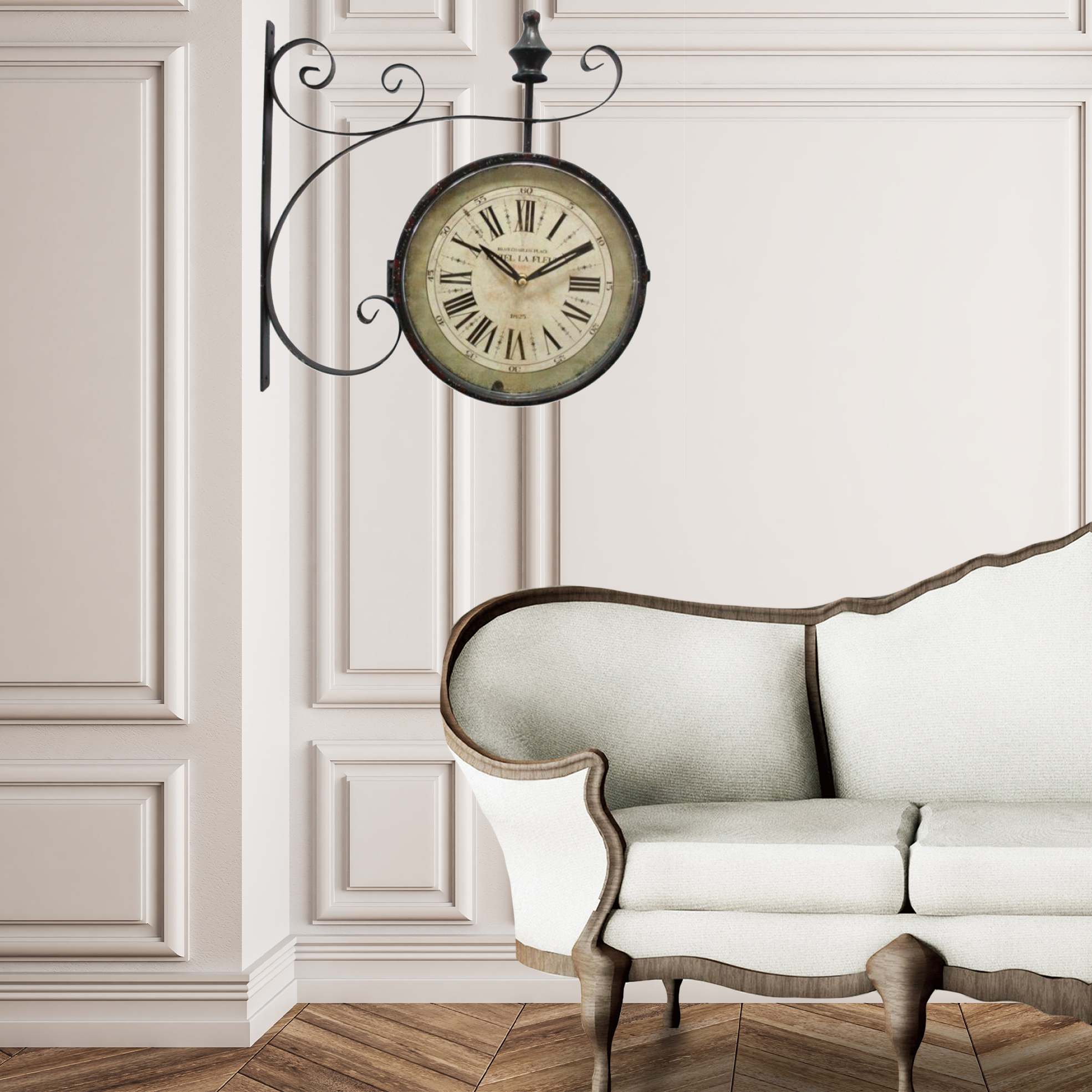 Double Sided Iron Wall Clock