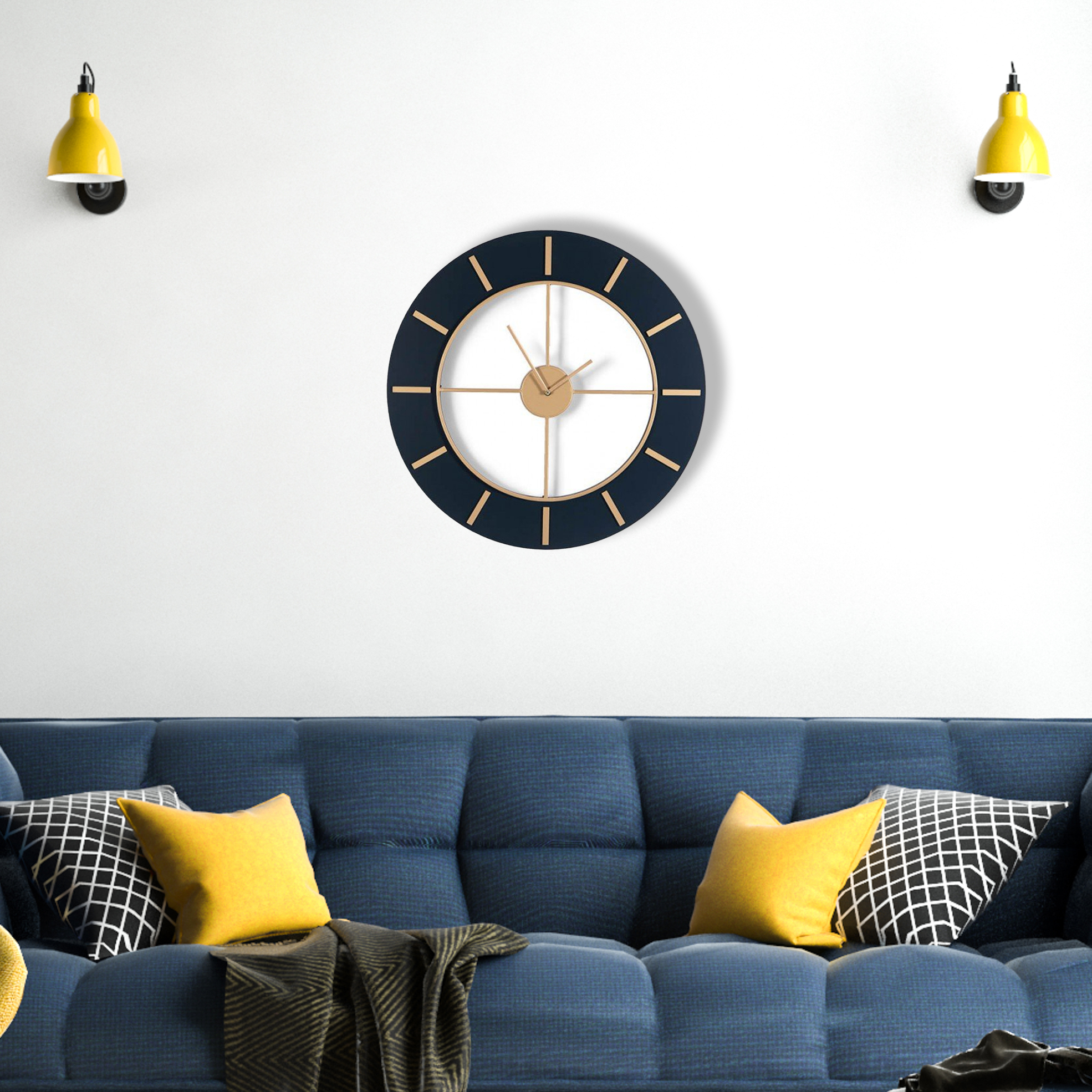 Blue and Gold Iron Wall Clock