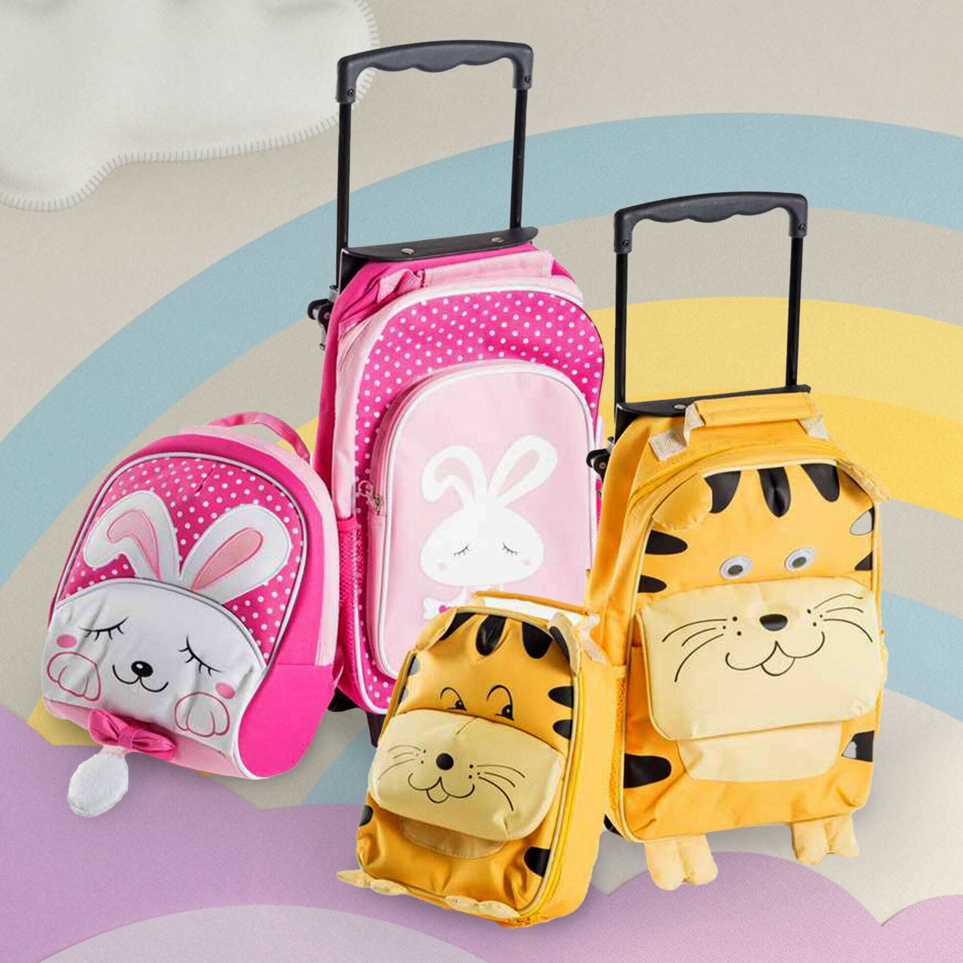 Kids Animal Themed Trolley Case and Lunchbox