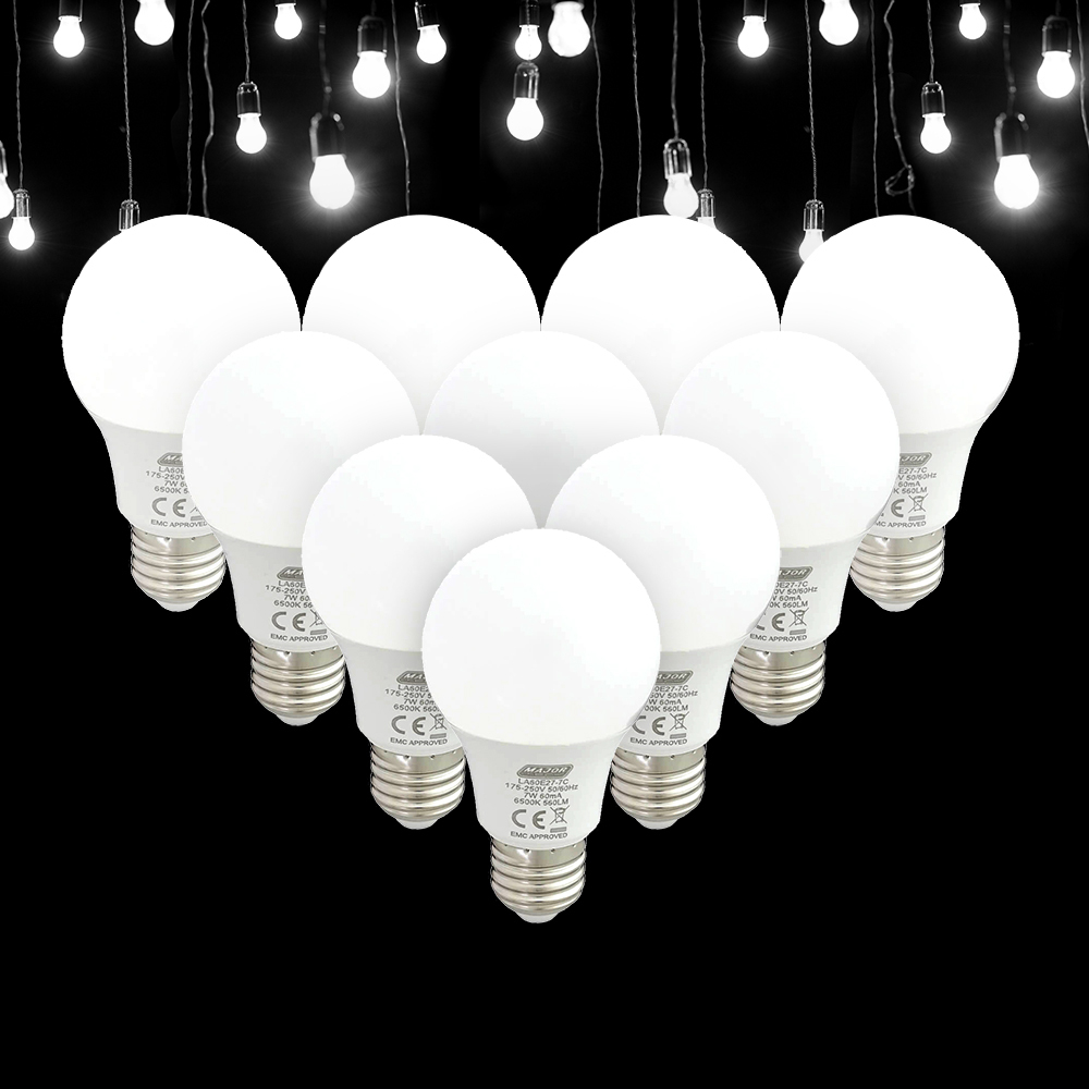 Pack of 10 7W LED E27 or B22 Lamps