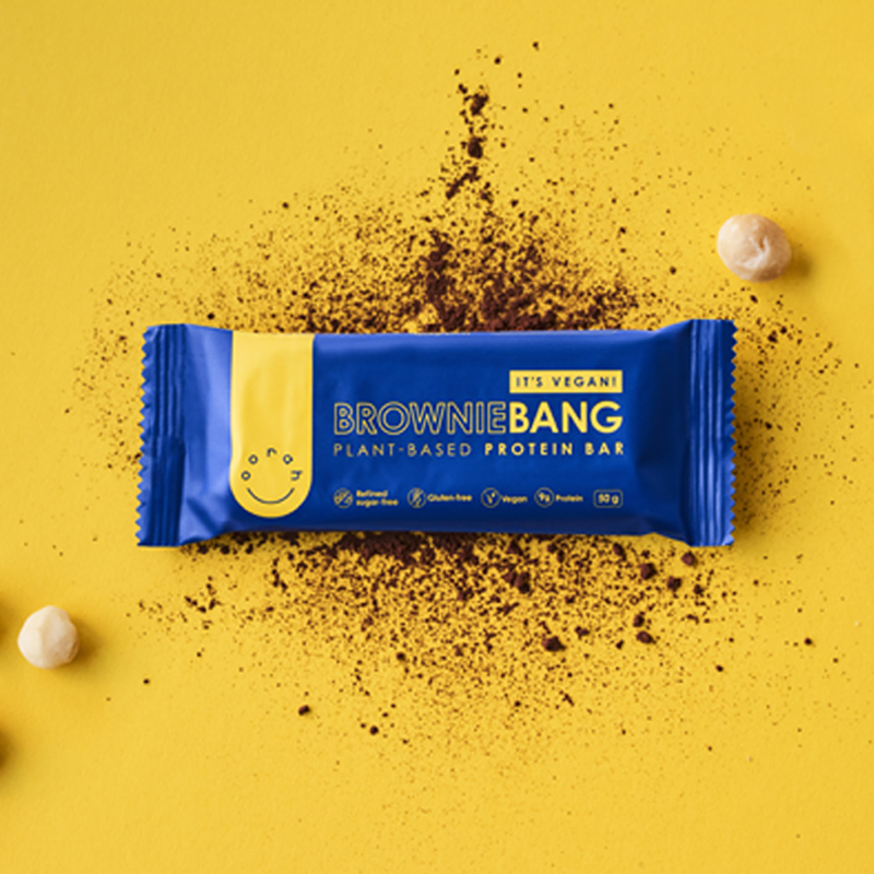 Pack of 12 50g BrownieBang Chocolate Brownie Vegan Protein Bars