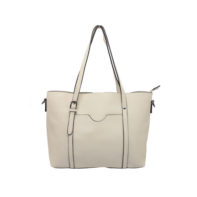 Beige - Front Pocket Tote Bag