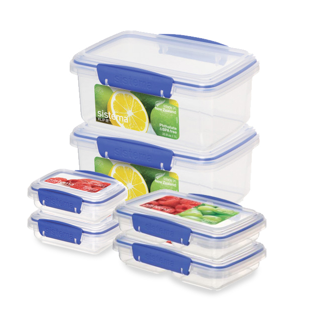 Pack of 6 Rectangular Food Storage Containers