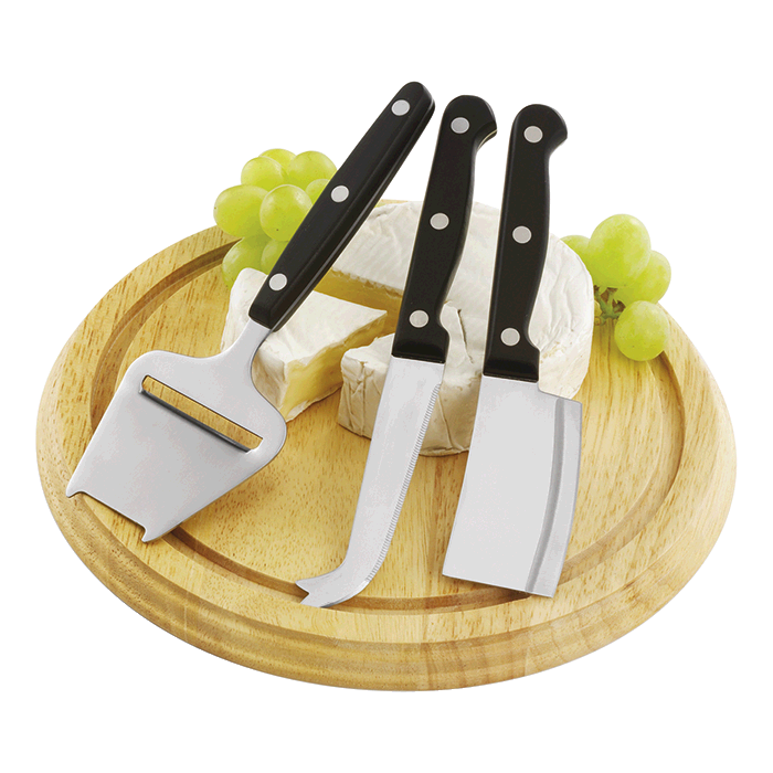 Wooden Cheese Board with 3 Knives