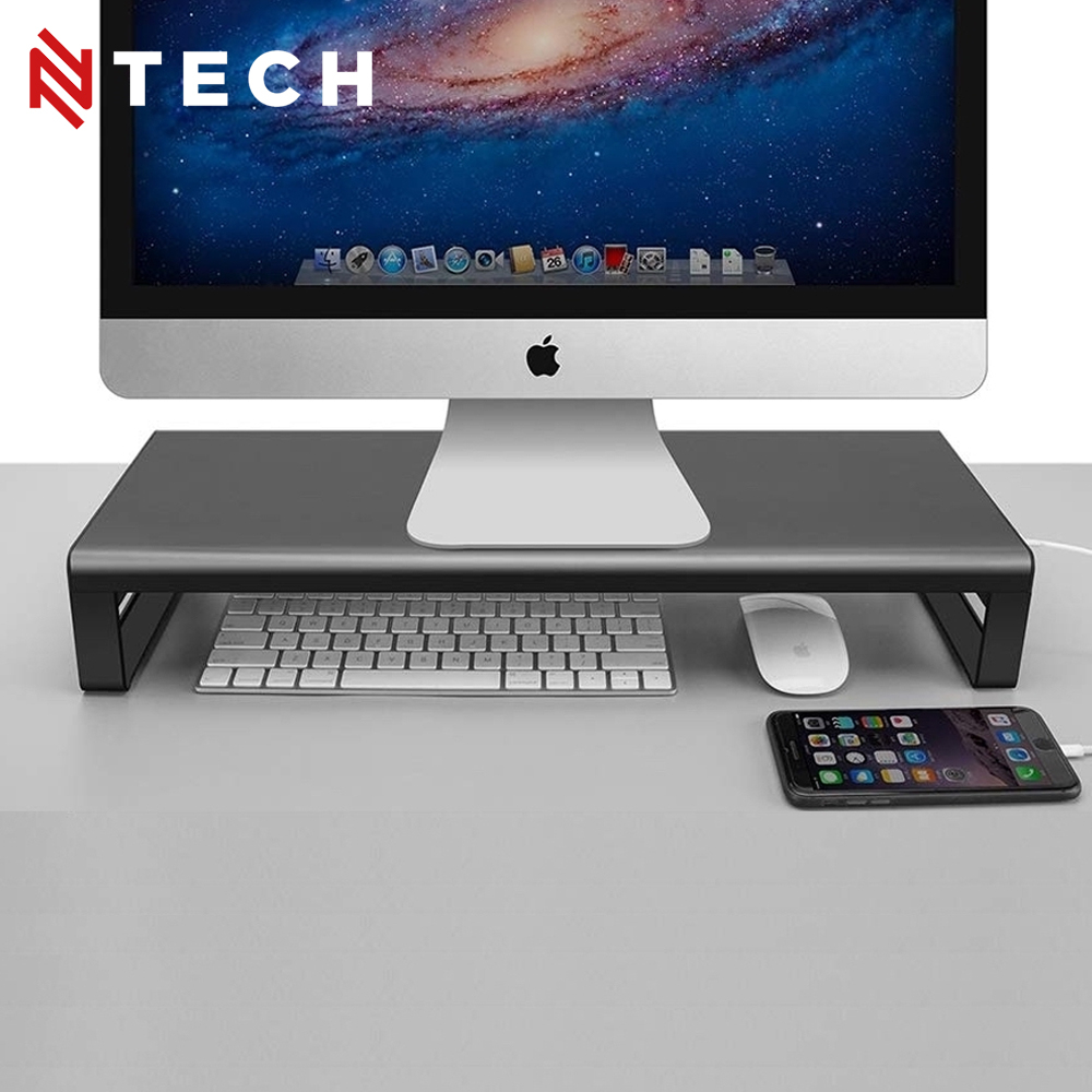 Aluminium Monitor Stand Riser with 4 USB 3.0 Ports
