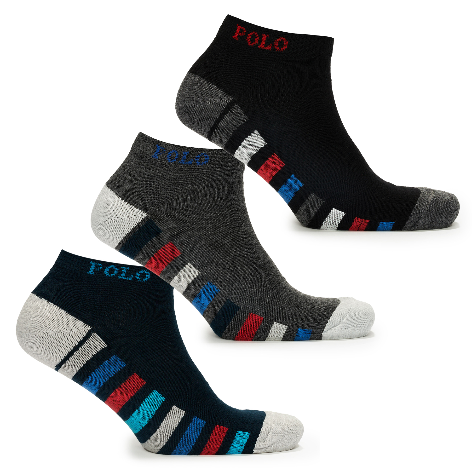 Pack of 3 Men's Striped Low Cut Designer Socks