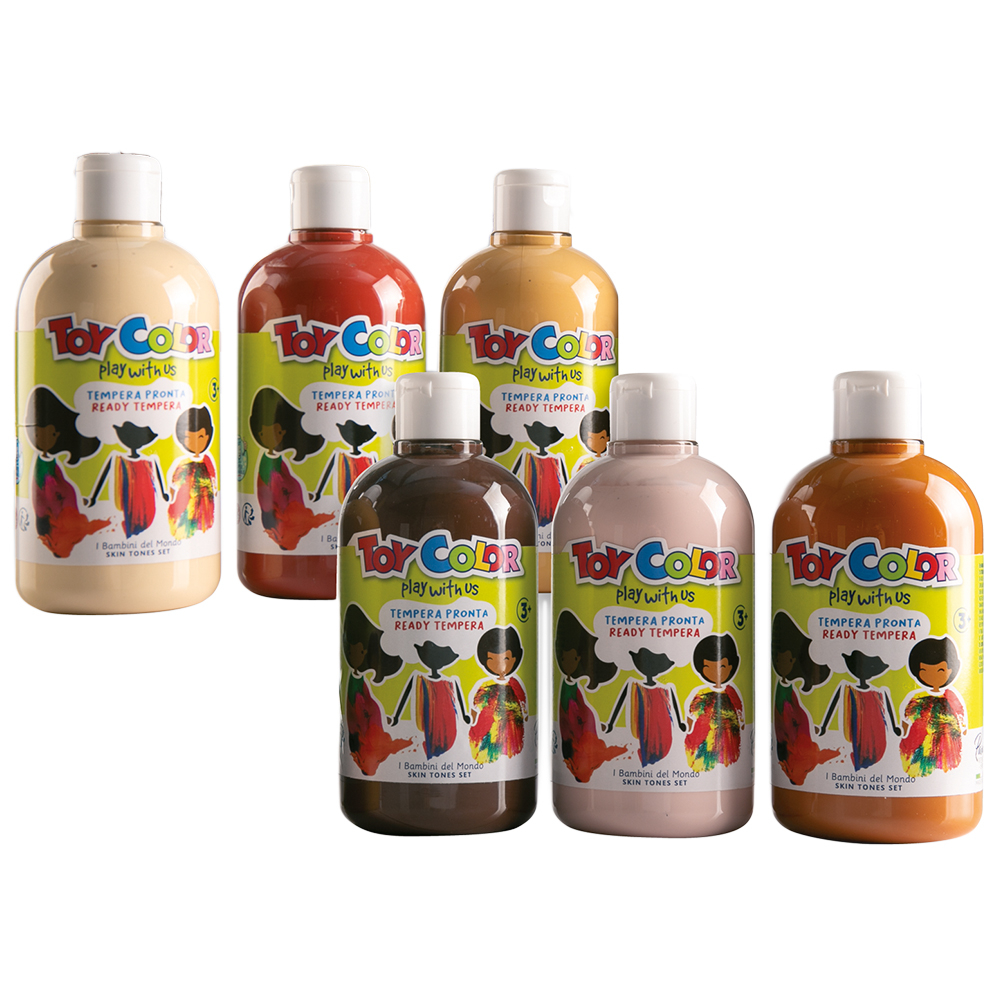 Pack of 6 x 500ml Ready-Mixed Tempera Paint Skin Tones