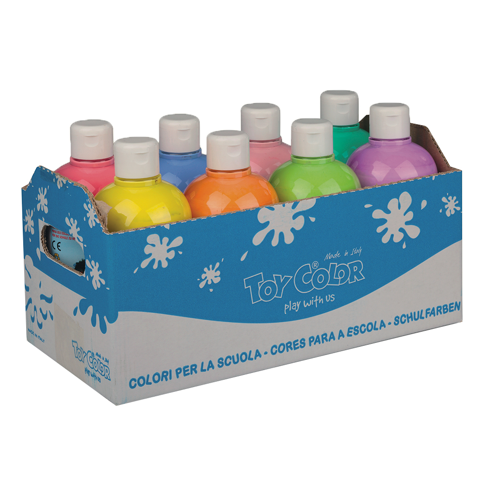 Pack of 8 x 500ml Superwashable Ready-Mixed Tempera Paint Pastel Shades