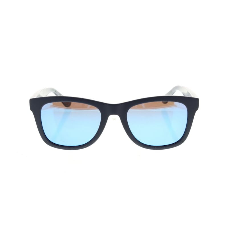 Matte blue frame with blue mirror lenses