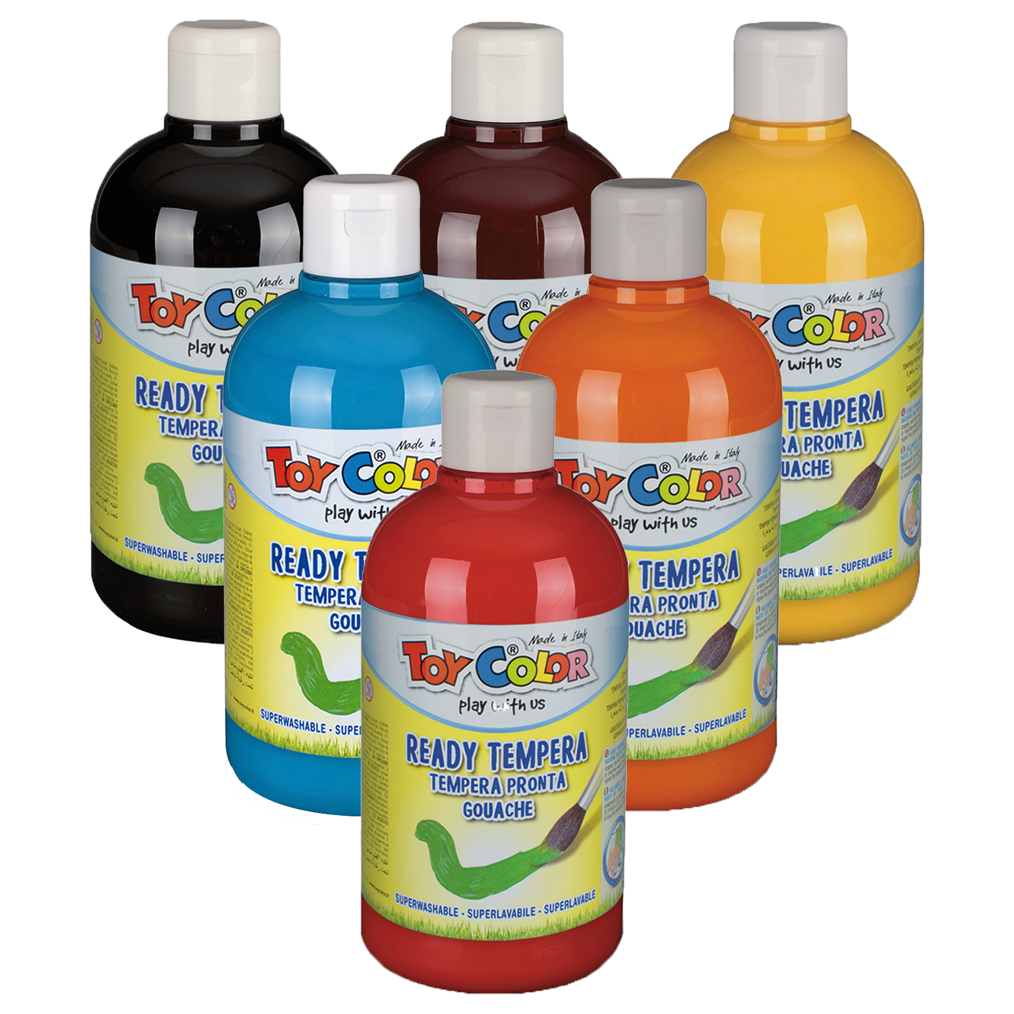 Pack of 8 x 500ml Ready-Mixed Tempera Paint Bottle