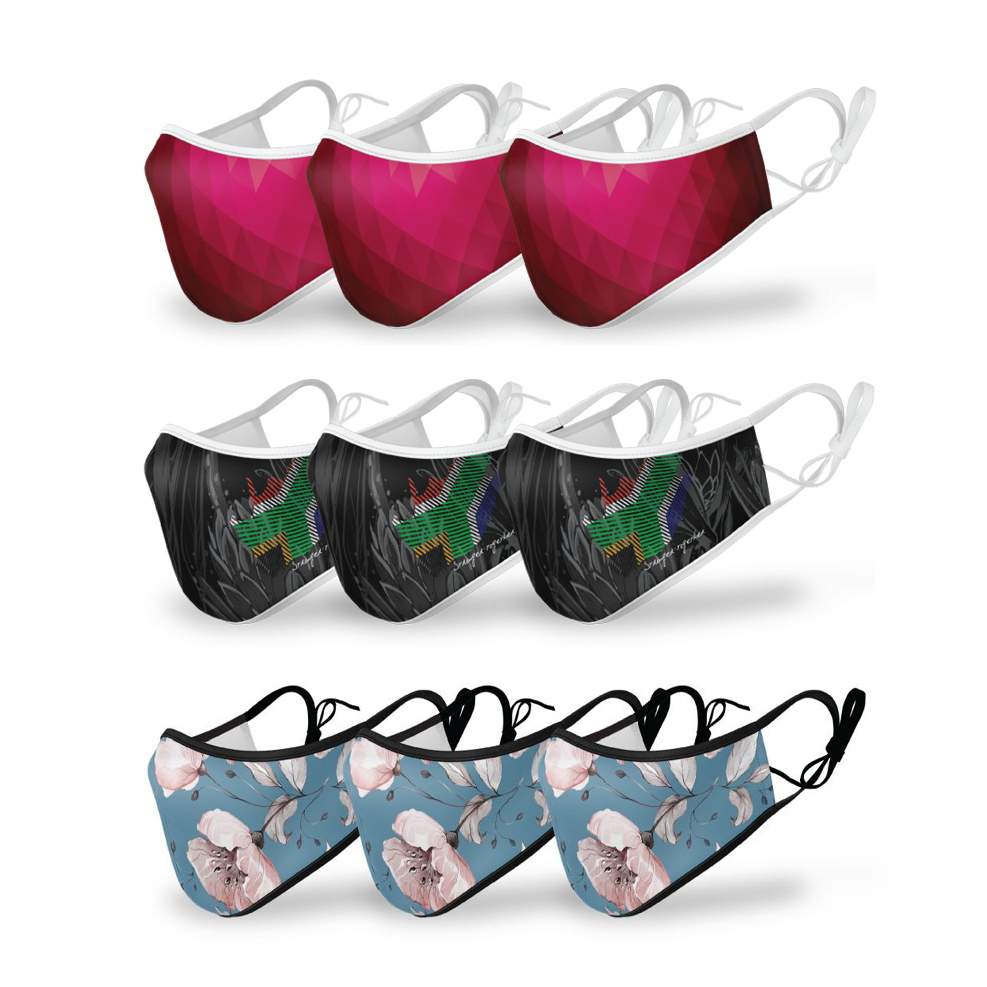 Pack of 3 Premium 4-Layer Fabric Face Mask including Reusable Filters