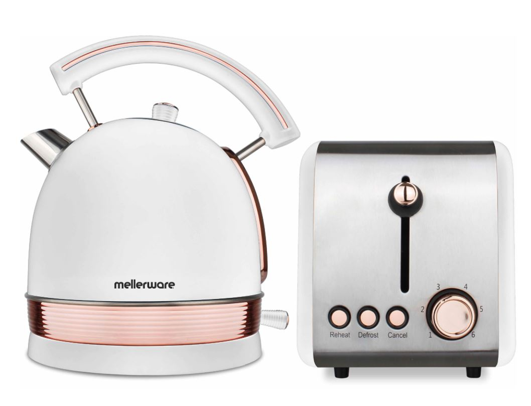 Rose Gold Stainless Steel Toaster and Kettle Set (Model: 46042WRG)