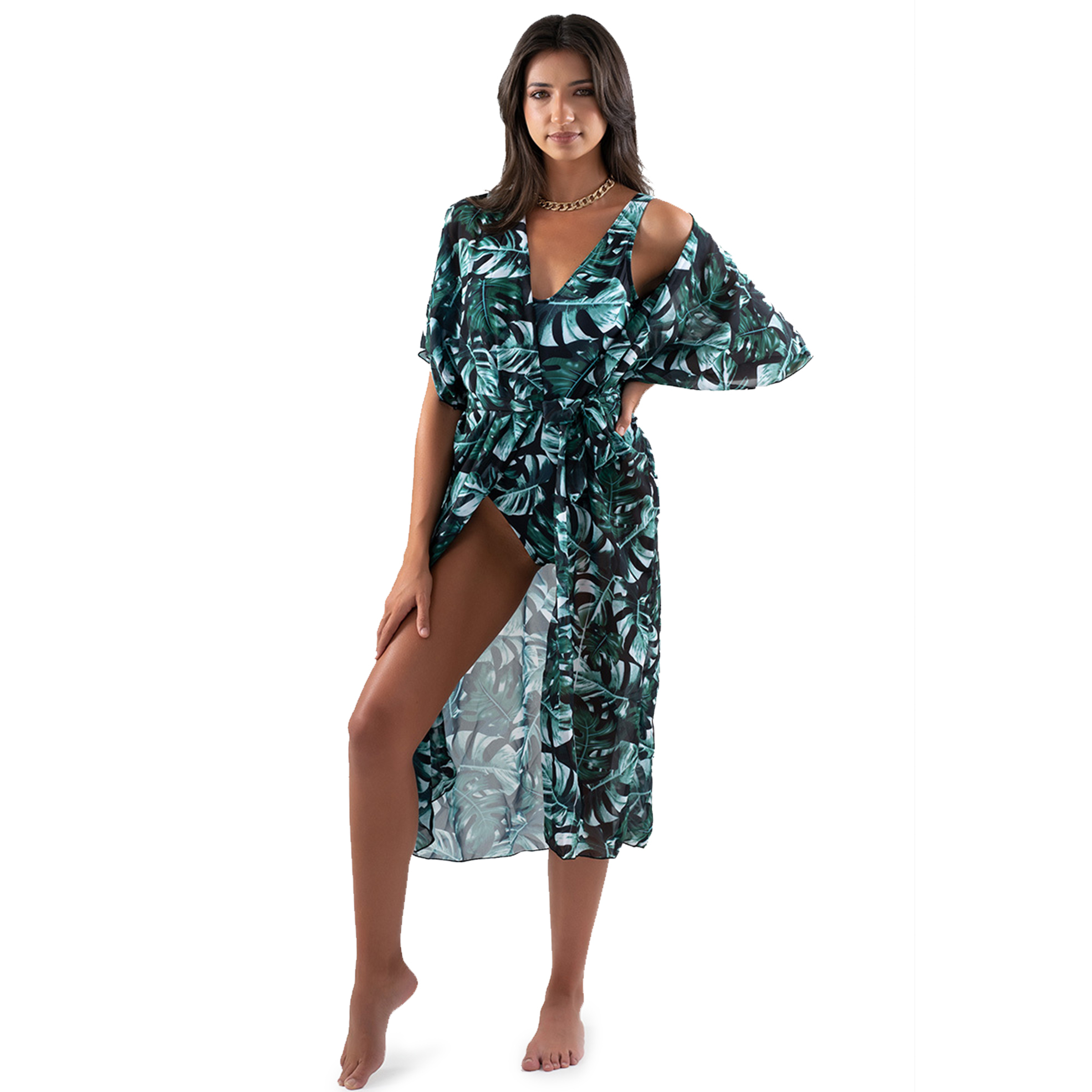 Zanzi Printed Kimono with Tie