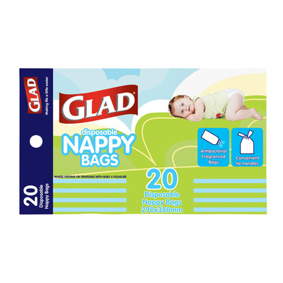 Pack of 24 Disposable Tie Handle Nappy Bags 20's