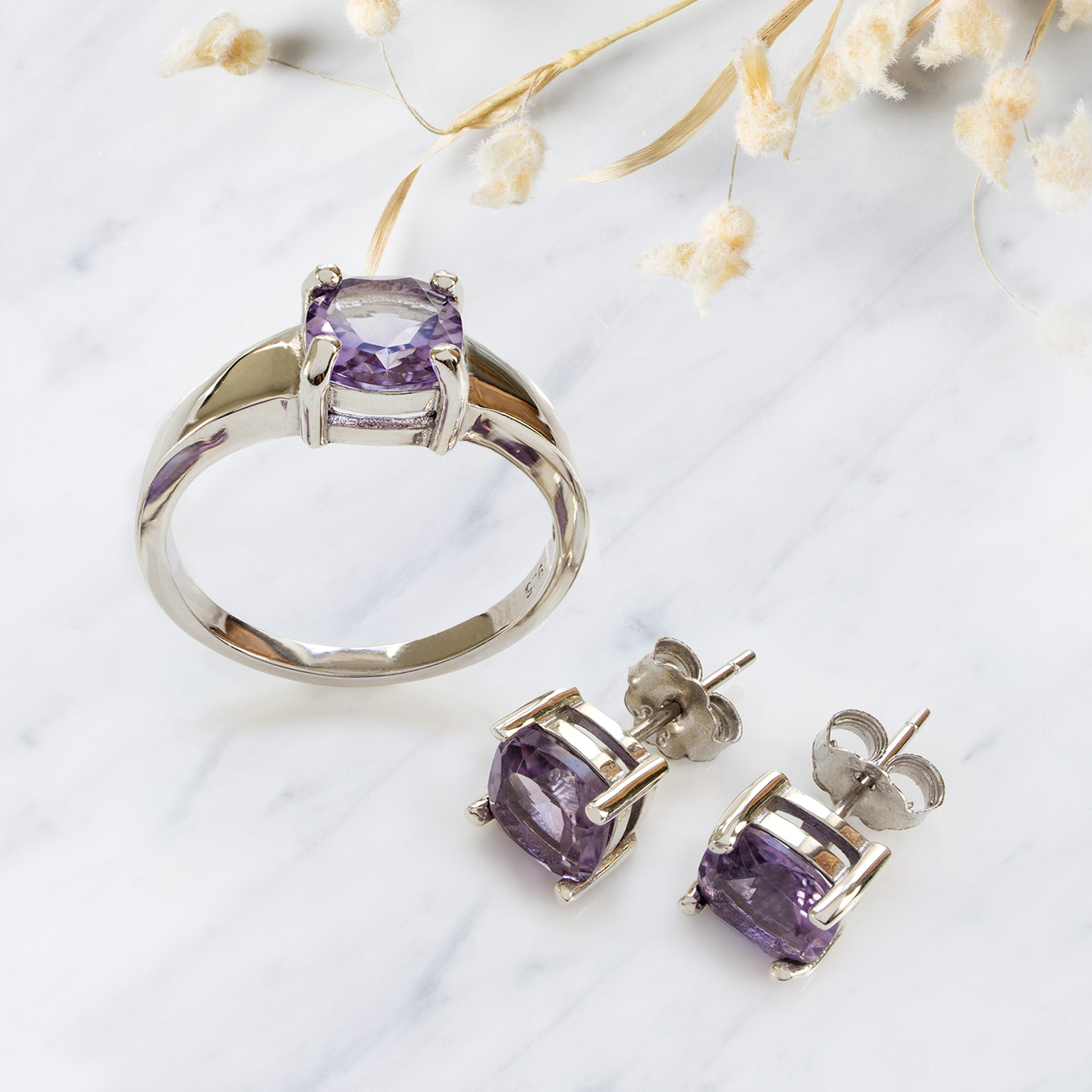 Silver Solitaire 1.25CT Amethyst Ring or Neckpiece