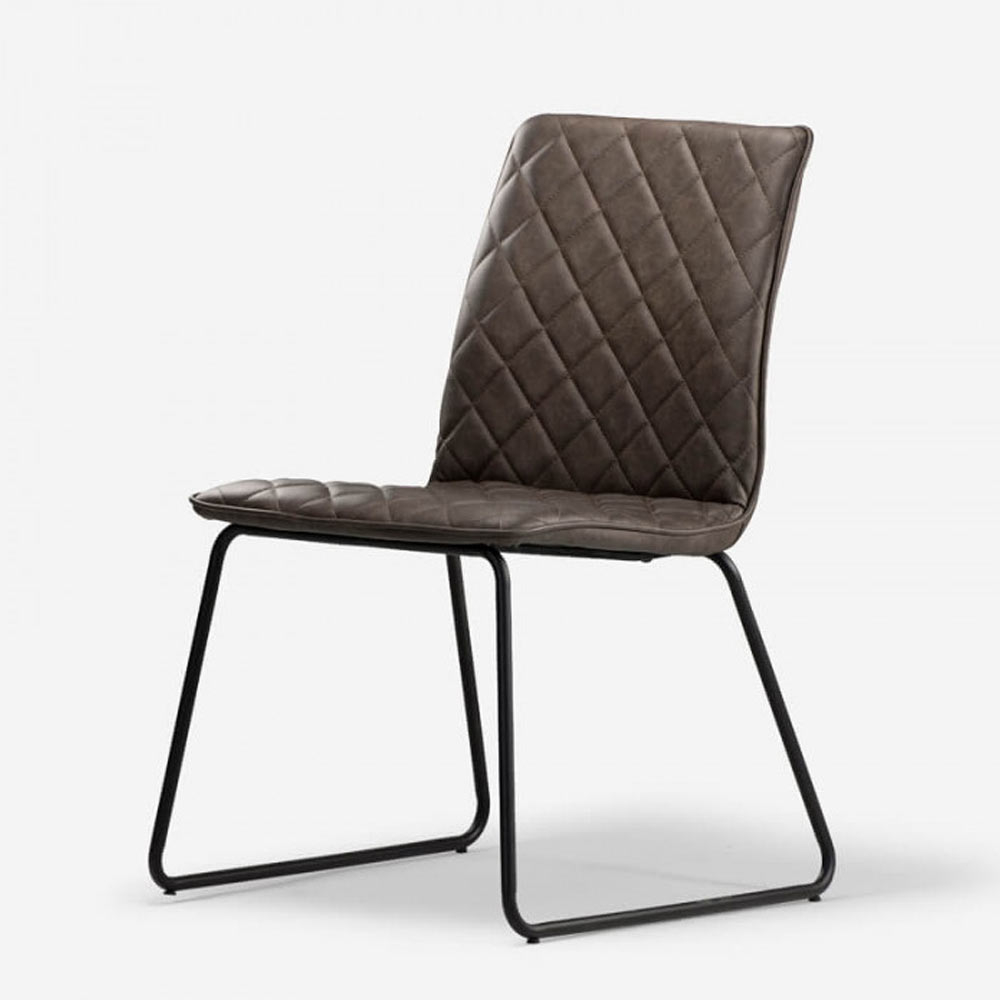 Vintage Brown Quilted Dining Chair