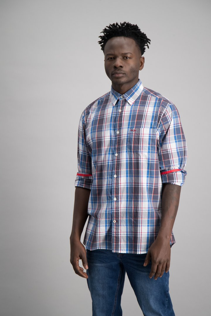 Men's Luxe 100% Cotton Long Sleeve Check Shirt