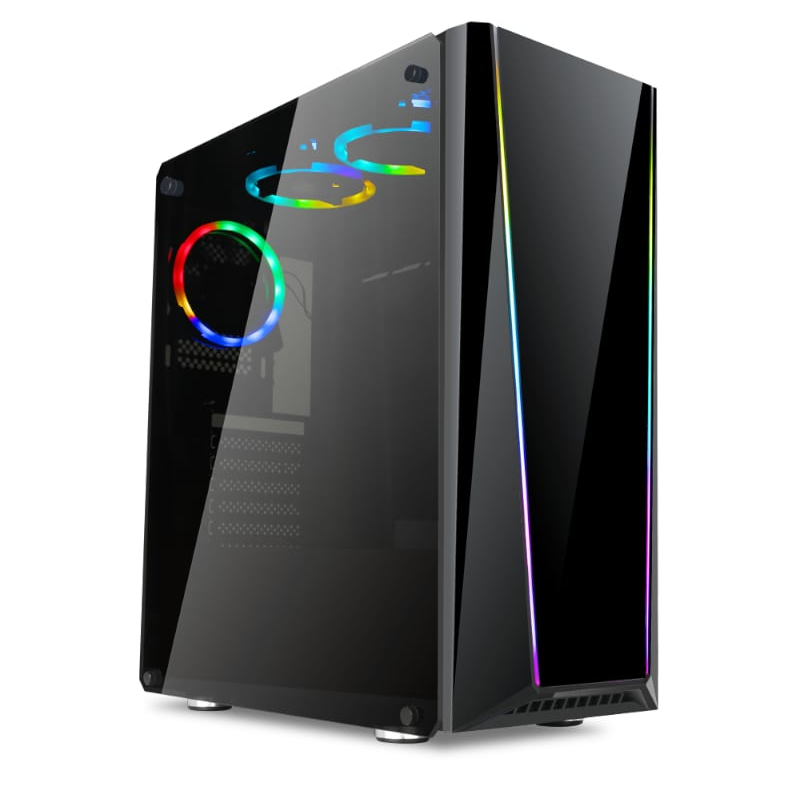 Tailgate RGB Sync Black Tempered Glass Gaming Chassis with Fans