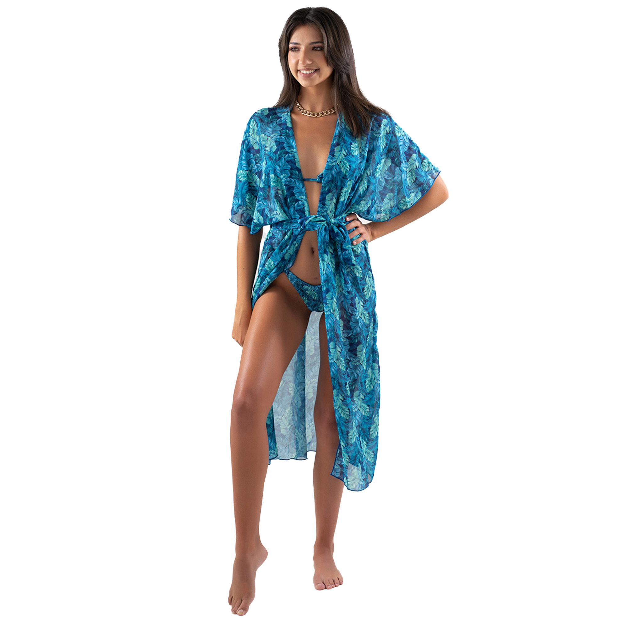 Capri Printed Kimono with Tie
