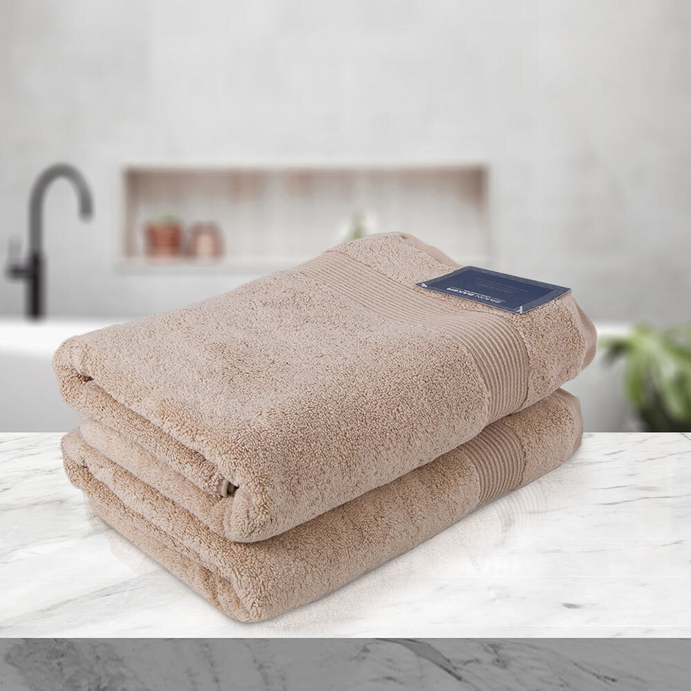 Set of 2, 100% Cotton 650gsm Zero Twist Bath Towels or Sheets