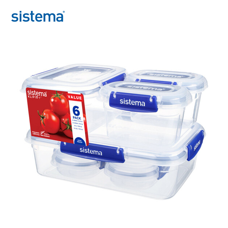 Pack of 6 Leak-Proof Klip It Plus Containers