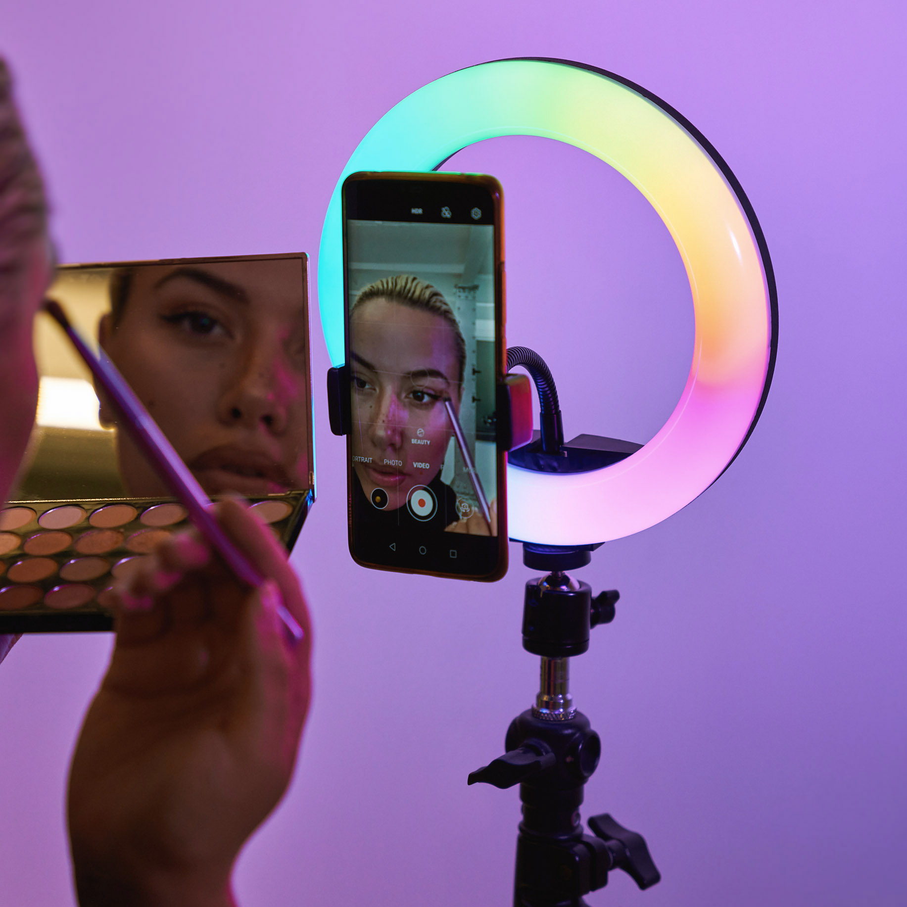RGB LED Soft Selfie Ring Light with 2.1m Tripod Stand
