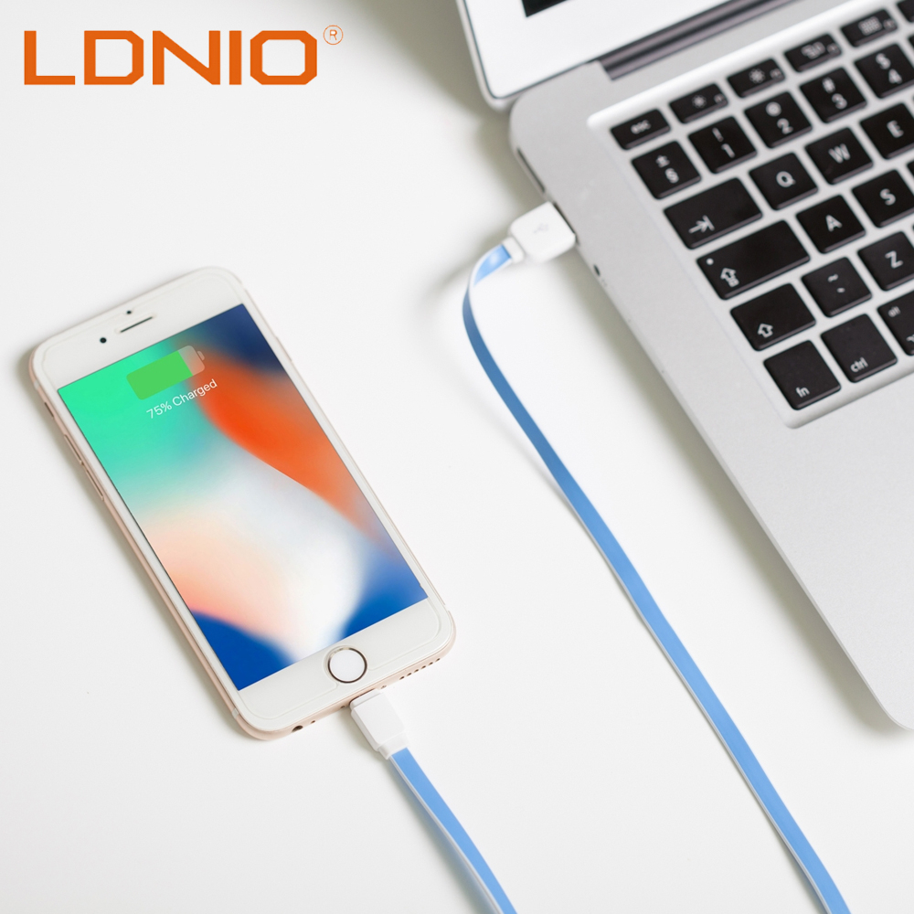 Pack of 2 2.4A 1m Flat Fast Charging Cables (Lightning, Micro USB or Type C)