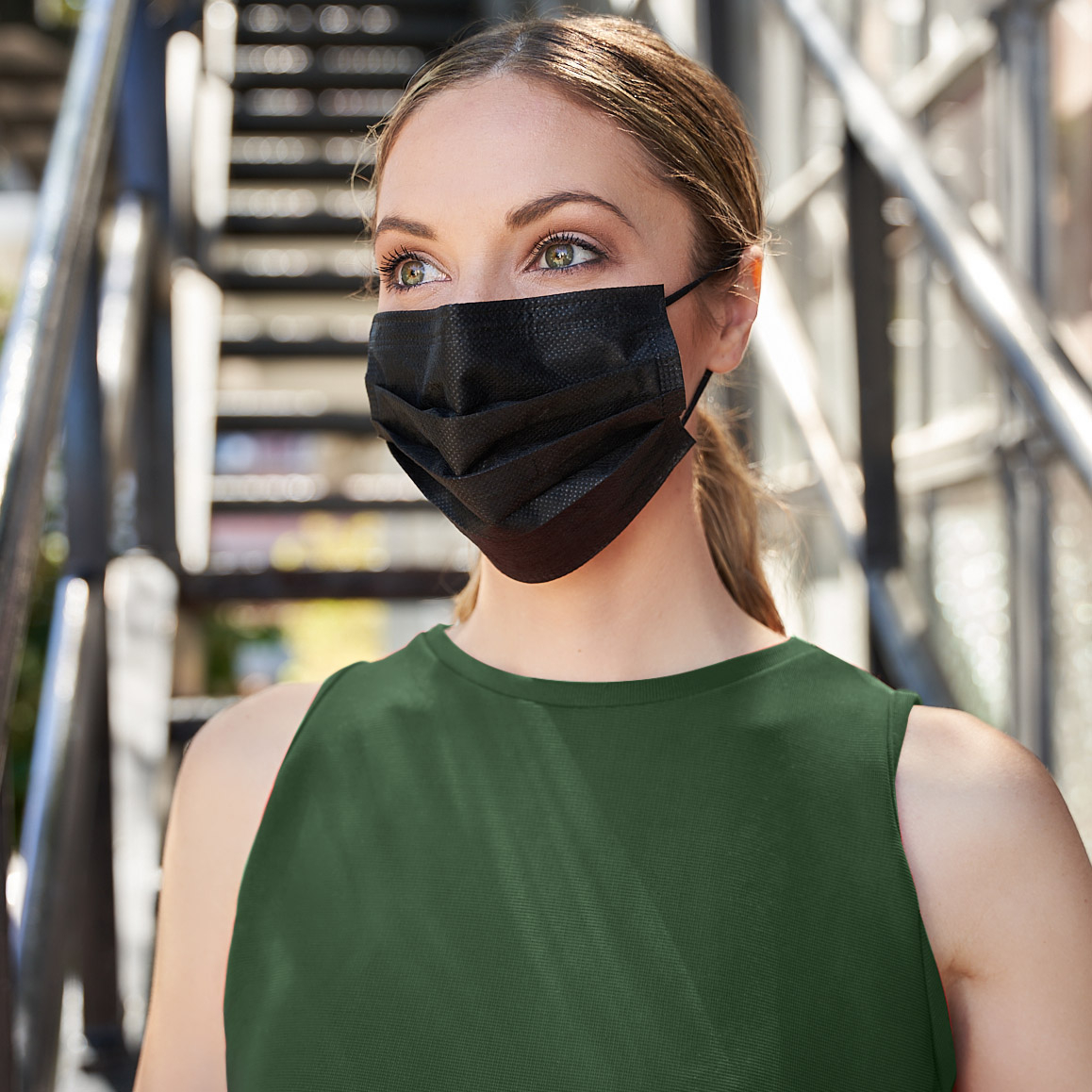 Pack of 50 Black Disposable 3 Ply Adult Face Masks