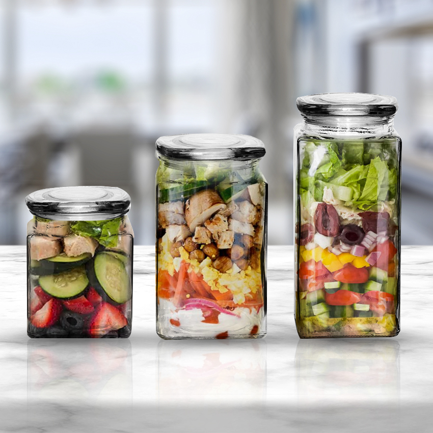 3 Piece Jar Set with Glass Lids