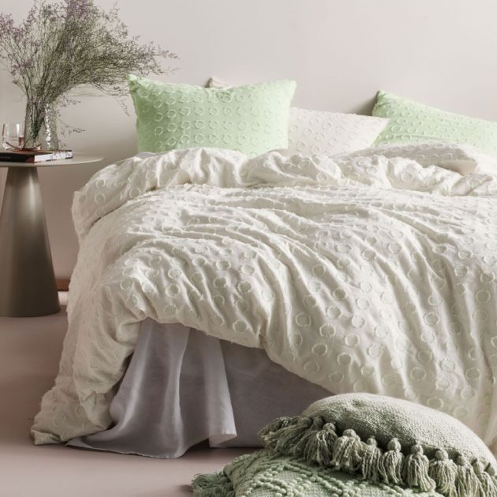 Benedita Mint Duvet Cover Set with Standard Pillowcases
