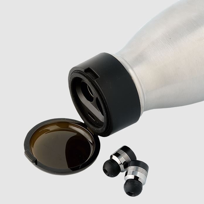2-in-1 Water Bottle with Bluetooth Earphones