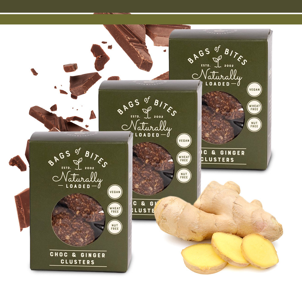 Pack of 3 250g Naturally Loaded Chocolate and Ginger Clusters