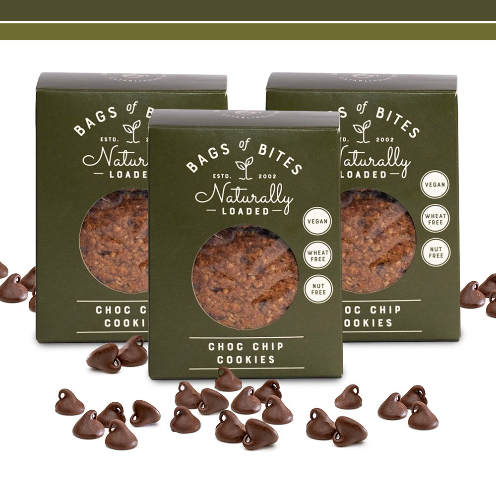 Pack of 3 250g Naturally Loaded Vegan Chocolate Chip Cookies