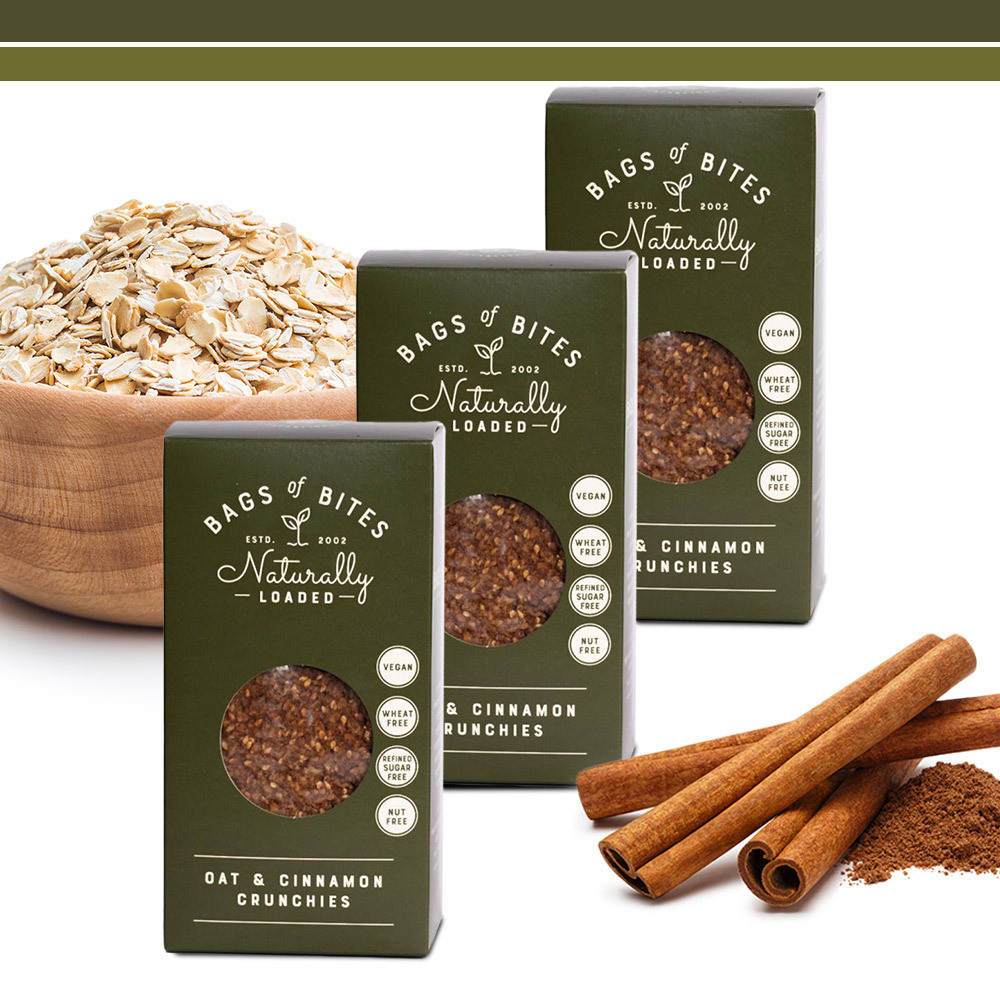 Pack of 3 315g Naturally Loaded Oat & Cinnamon Crunchies