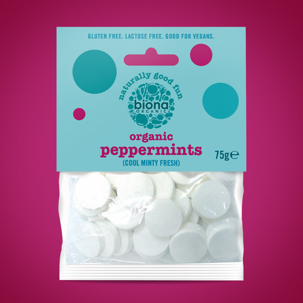 Pack of 6 75g Organic Peppermints