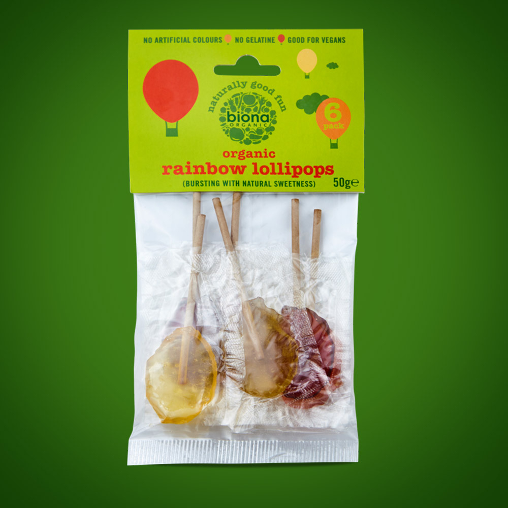 Pack of 36 Organic Rainbow Lollipops