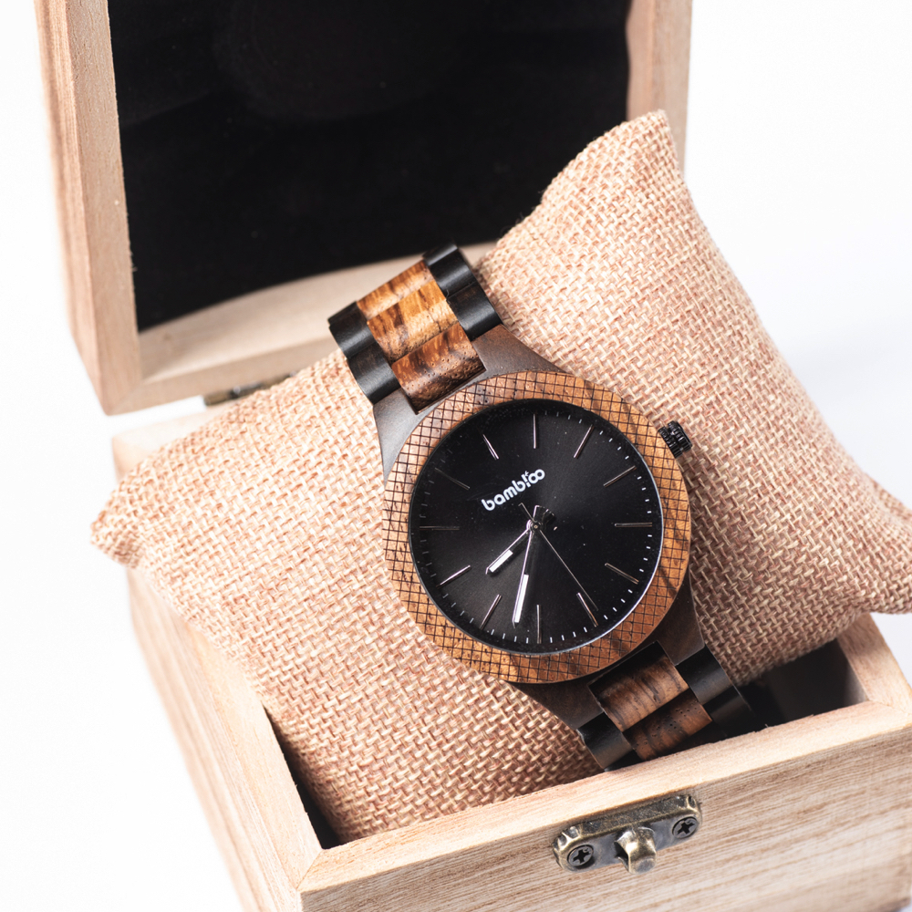 Men's Watch with Wood Accents