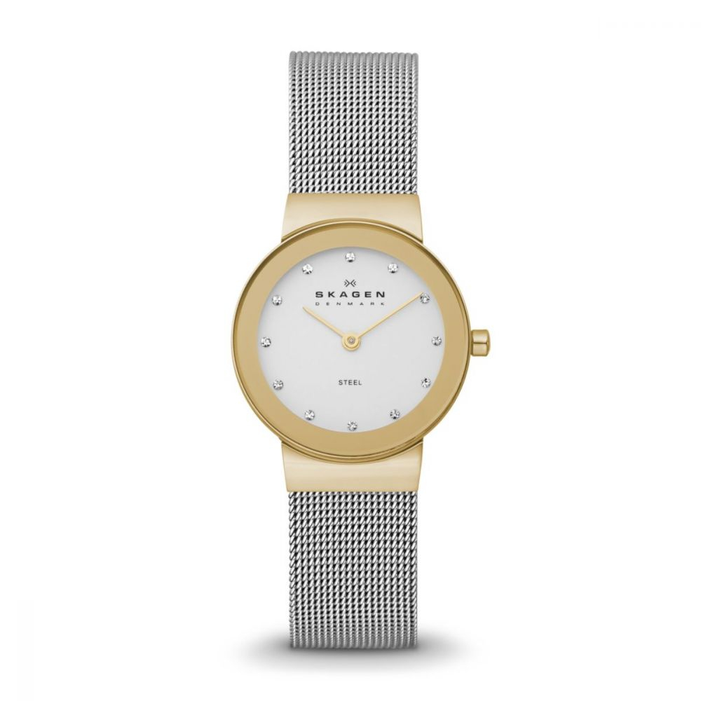 Women's Ancher Gold Round Stainless Steel Mesh Watch