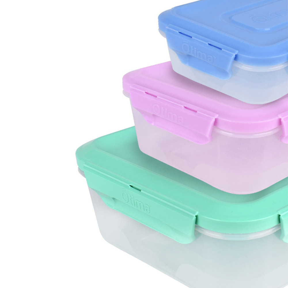 Set of 10, 600ml or 1.6L Quatro Clip Lock Air Tight Containers