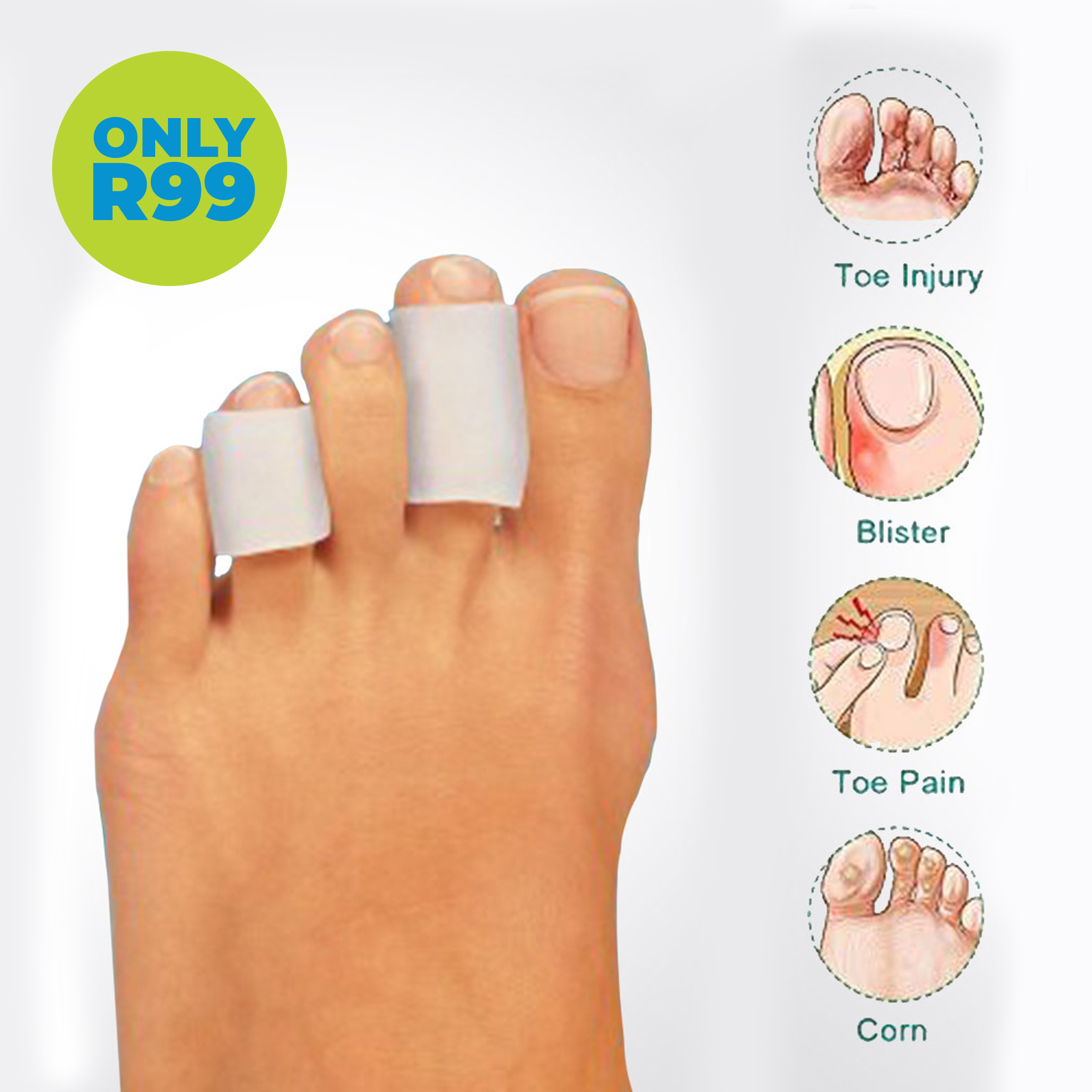 Pack of 10 Reusable Silicone Toe Protection Rings