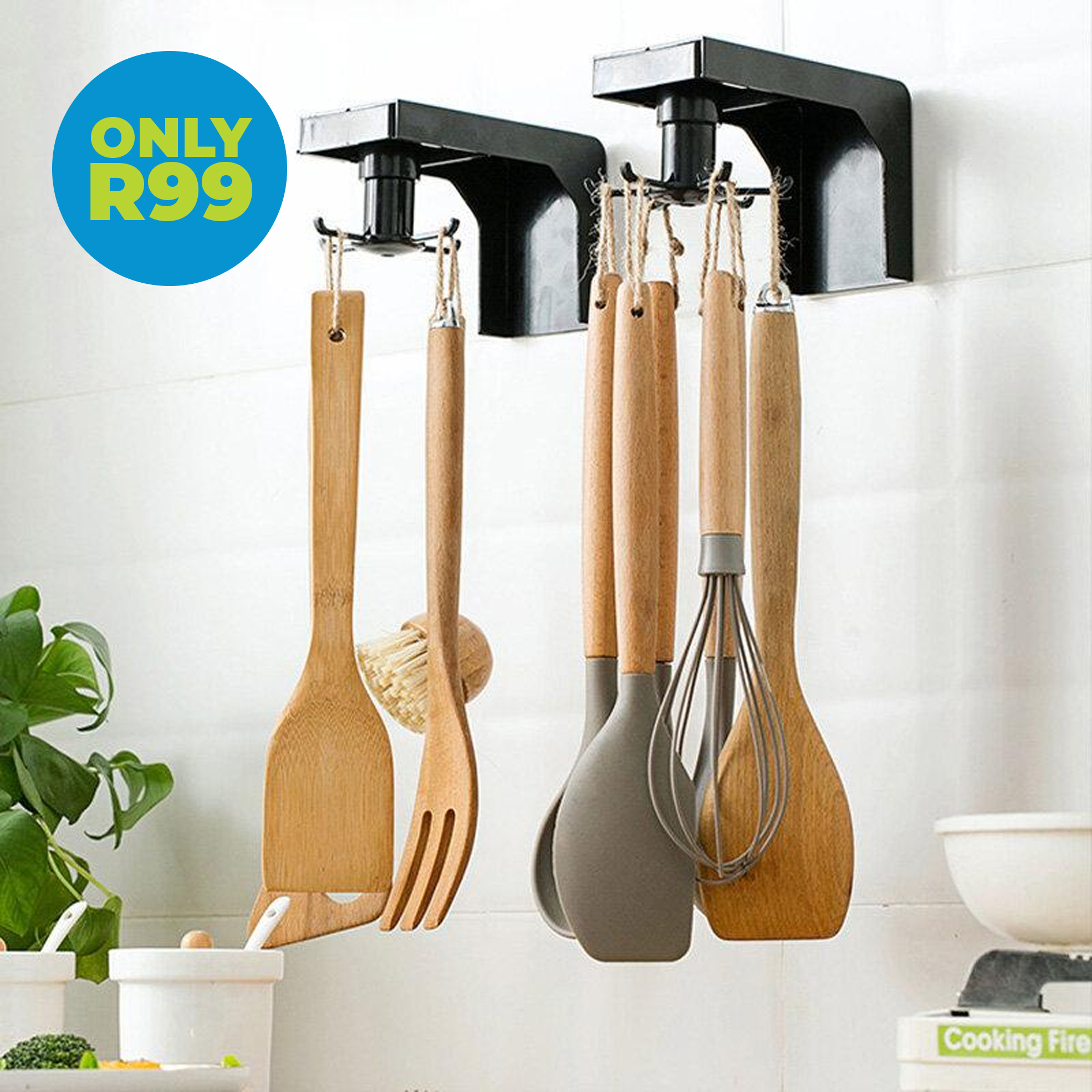 Multi-Hook Rotating Utensil Holder