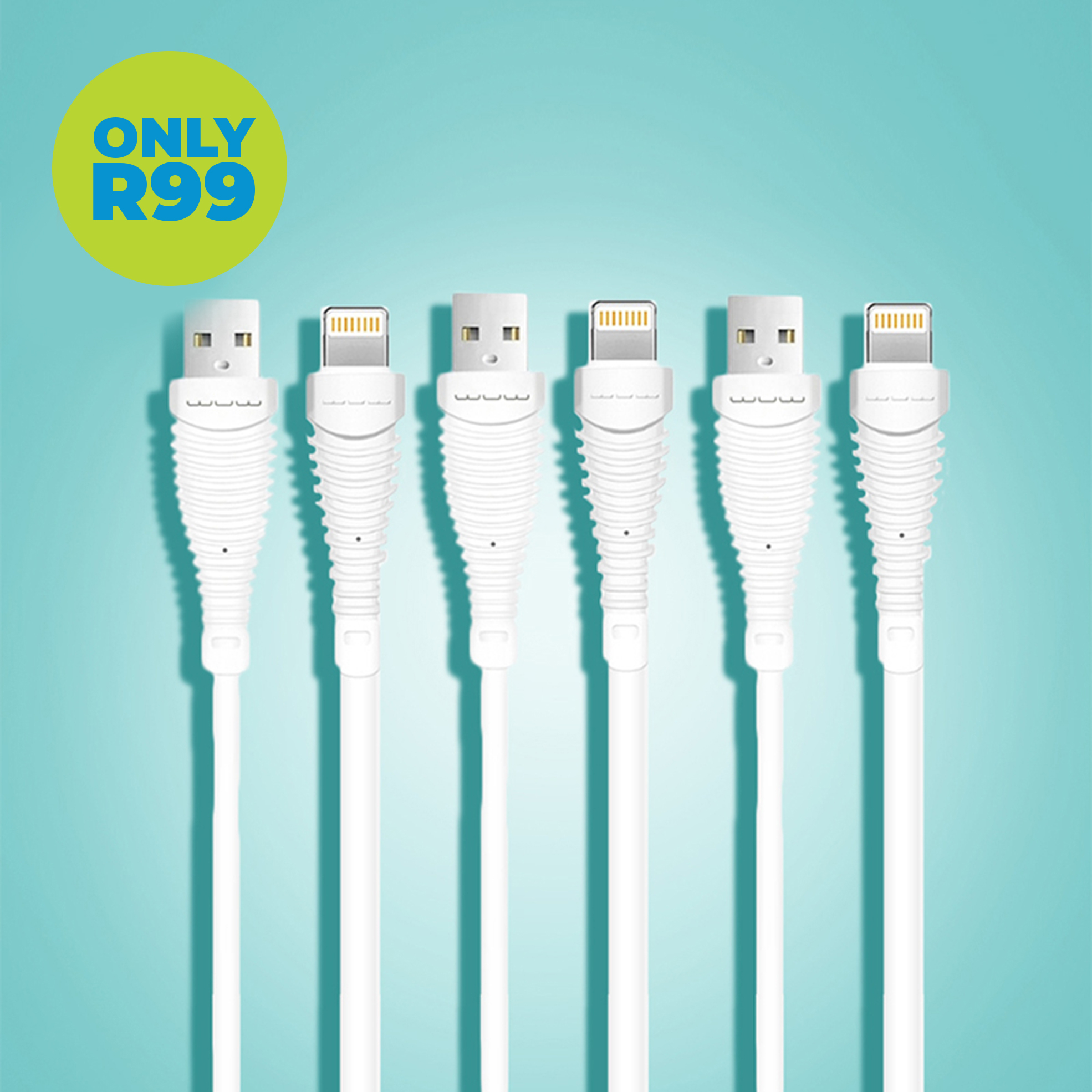 Pack of 3 1m Data and Charging Cables (Lightning or Type-C)