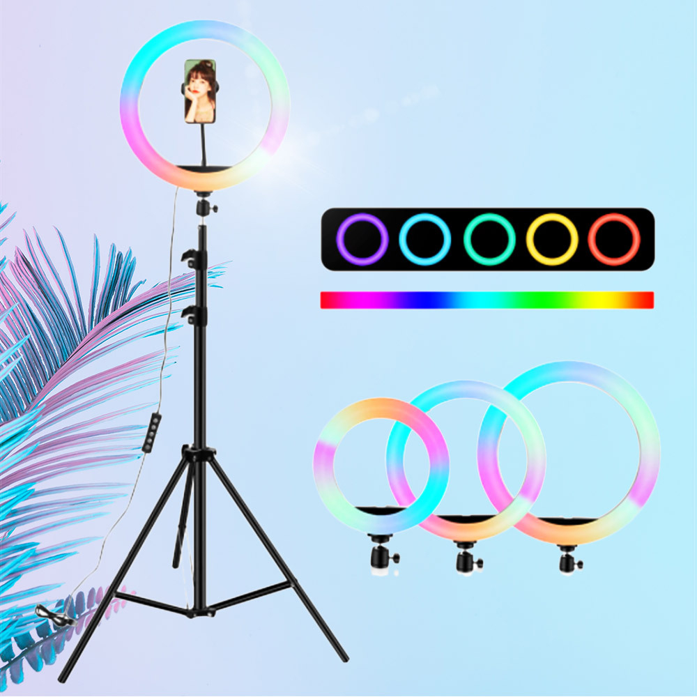 Multi-Coloured LED Selfie Ring Light on Tripod