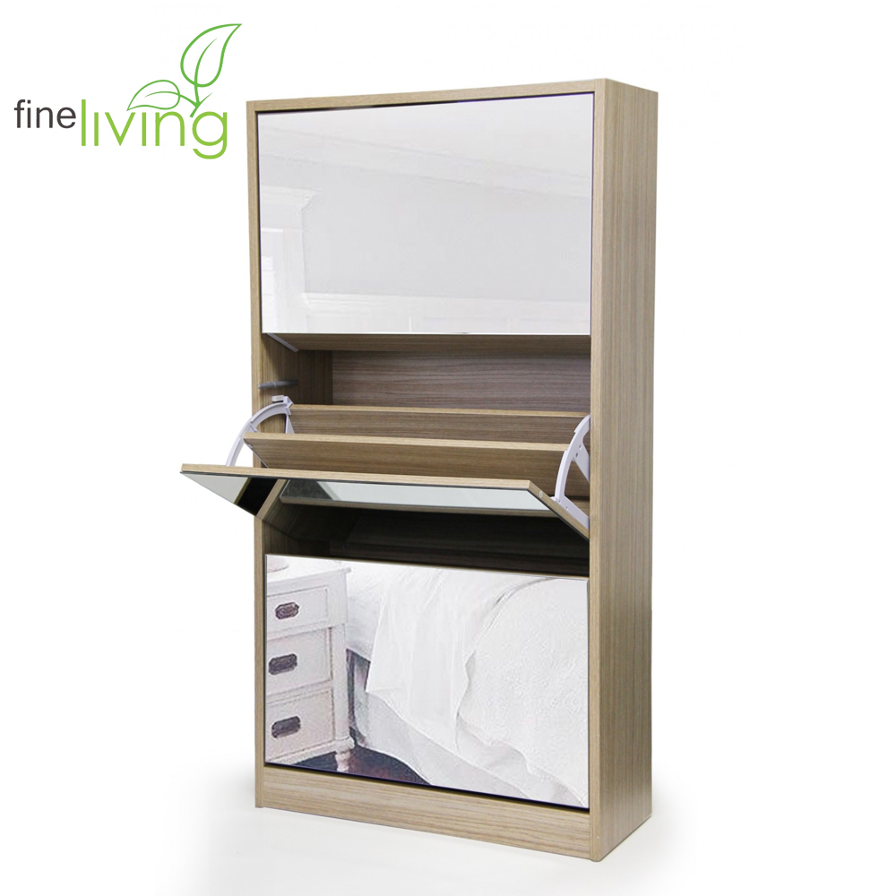 3 Tier Mirror Shoe Cabinet