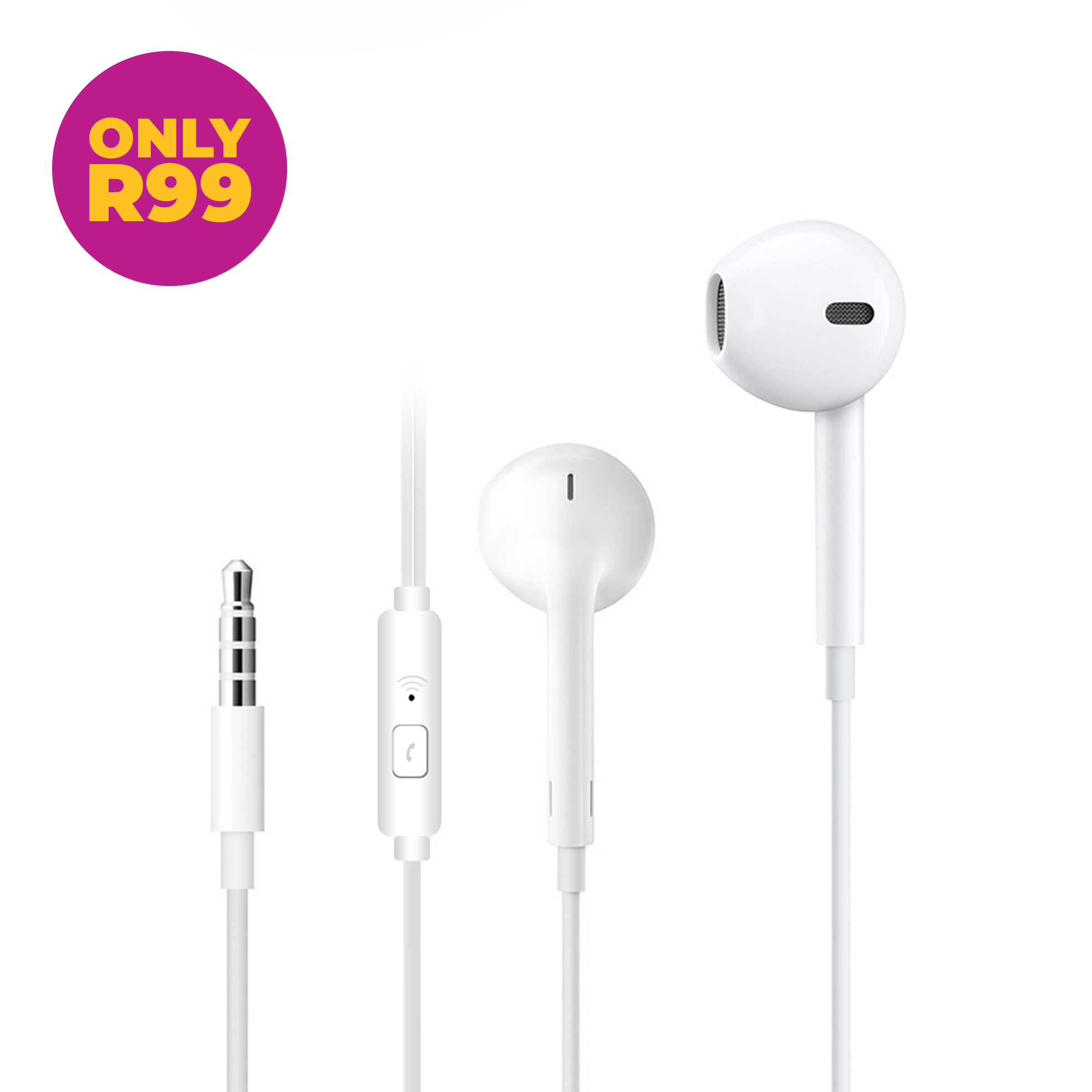 R41 3.5mm White Earphones with Mic