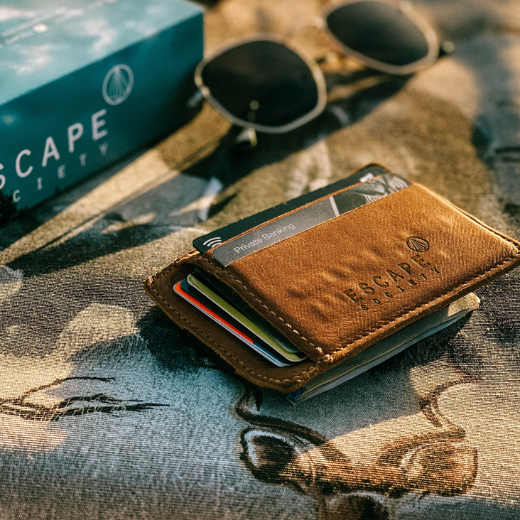 Tan Full Grain Leather Card Wallet